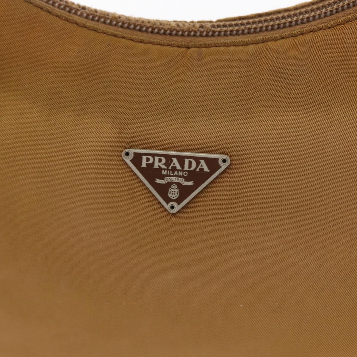 PRADA Hand Bag Nylon Brown Auth 161437