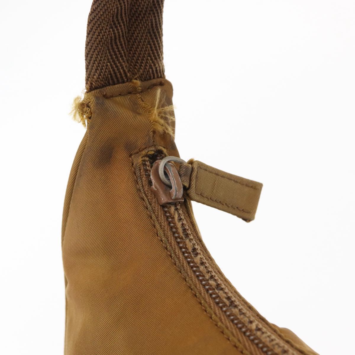 PRADA Hand Bag Nylon Brown Auth 161437