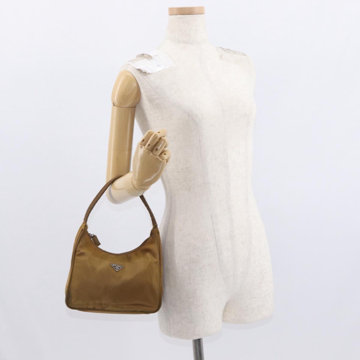 PRADA Hand Bag Nylon Brown Auth 161437