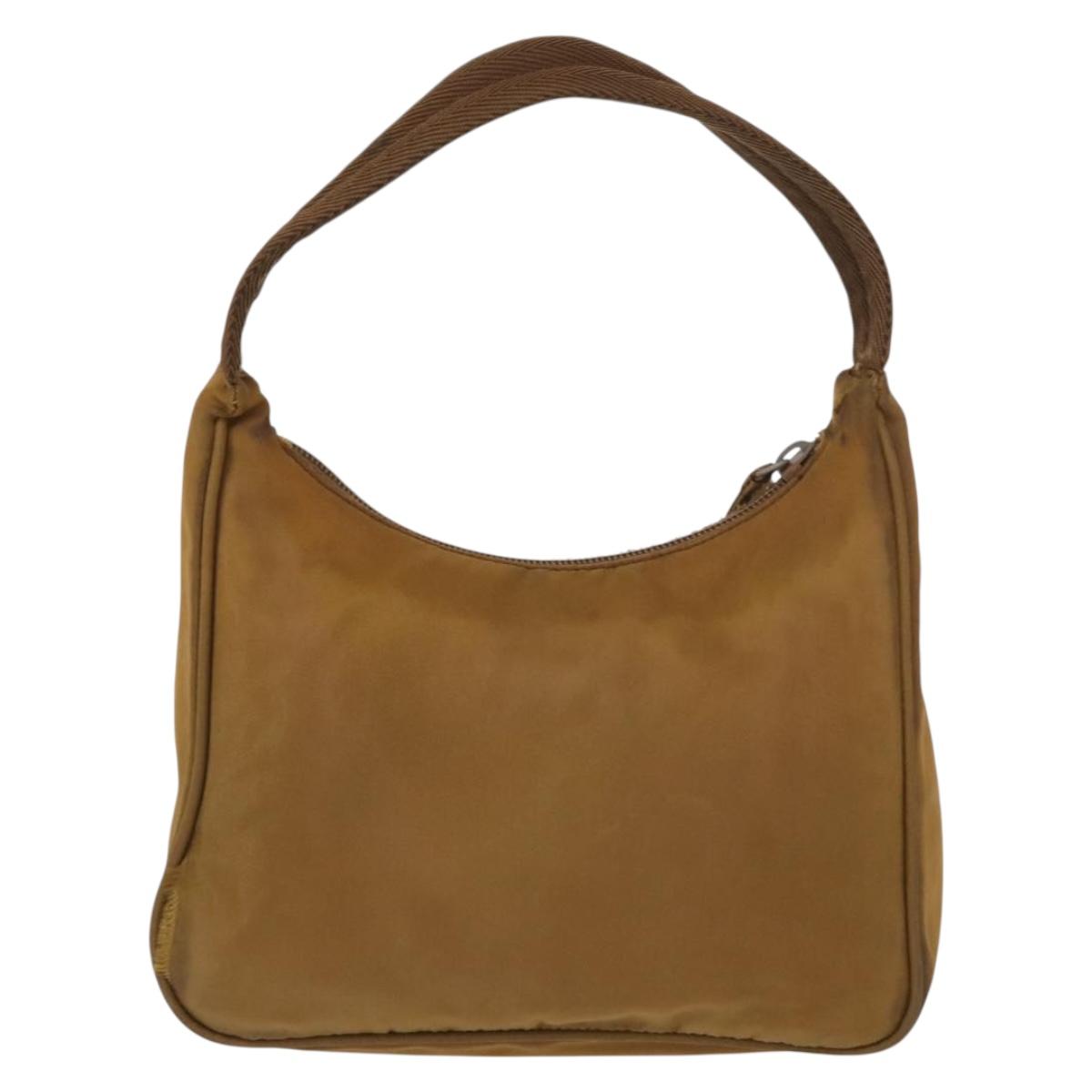 PRADA Hand Bag Nylon Brown Auth 161437