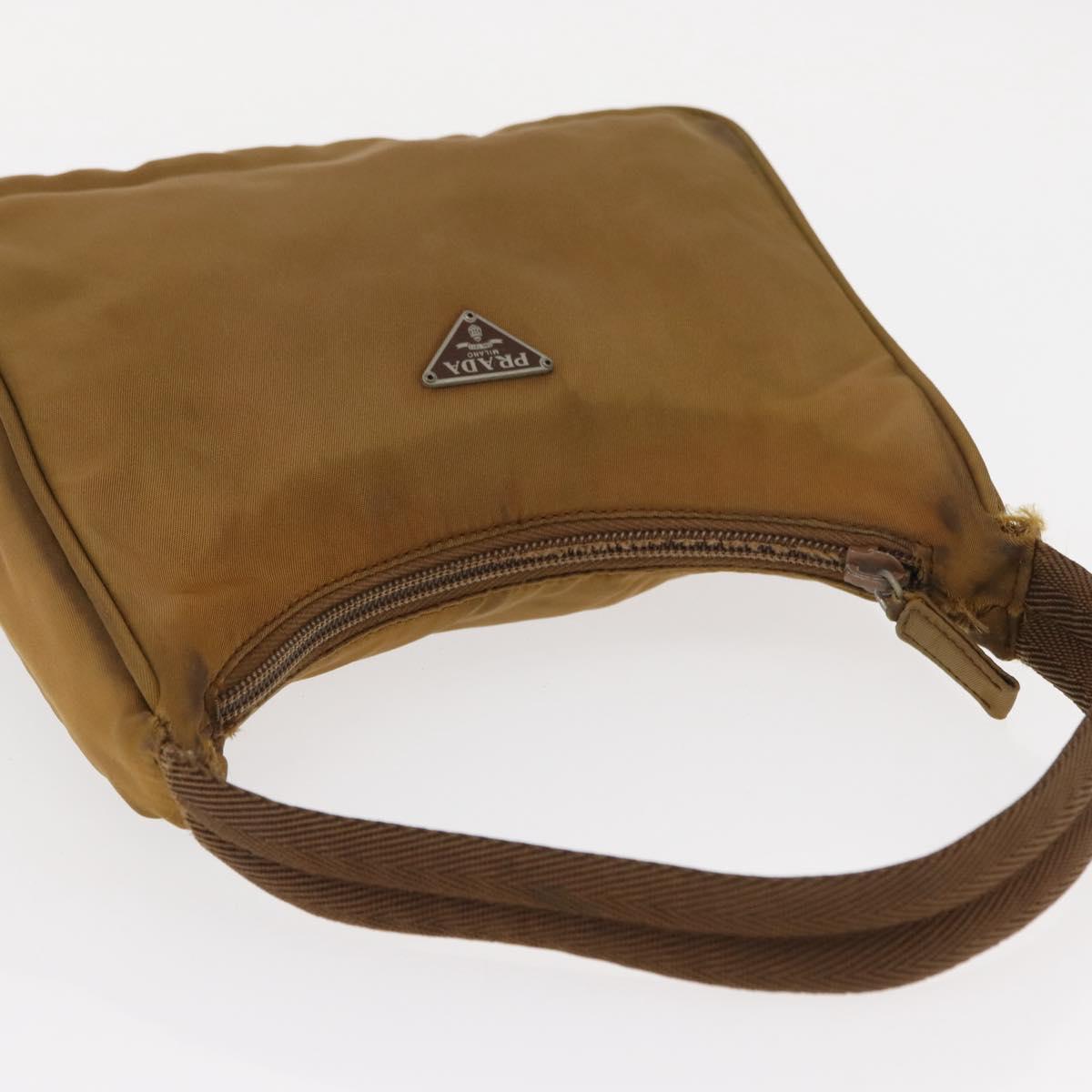PRADA Hand Bag Nylon Brown Auth 161437