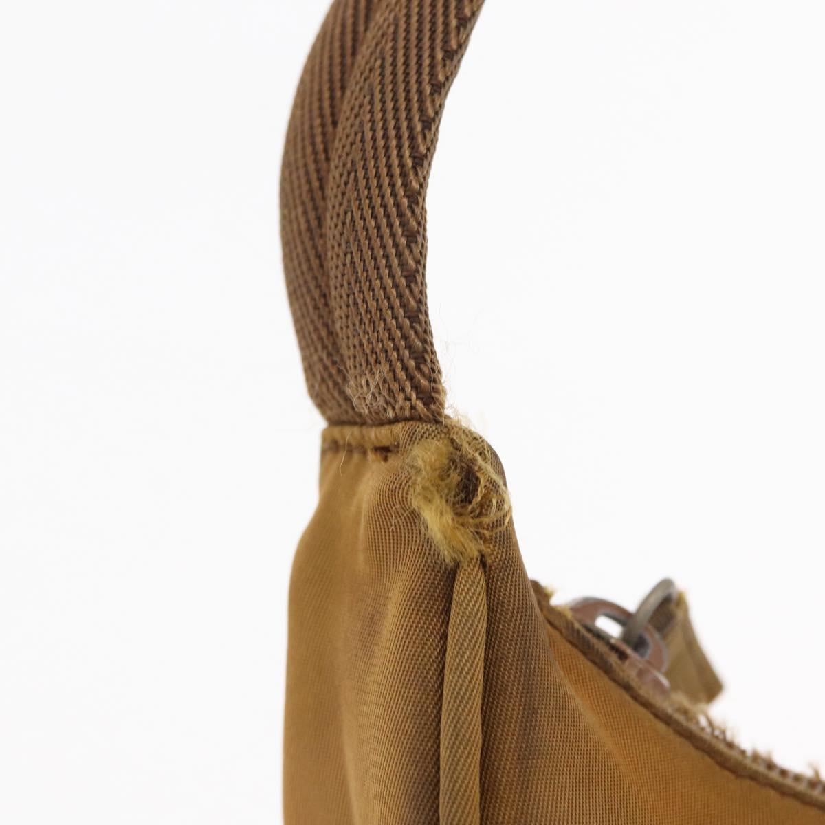 PRADA Hand Bag Nylon Brown Auth 161437