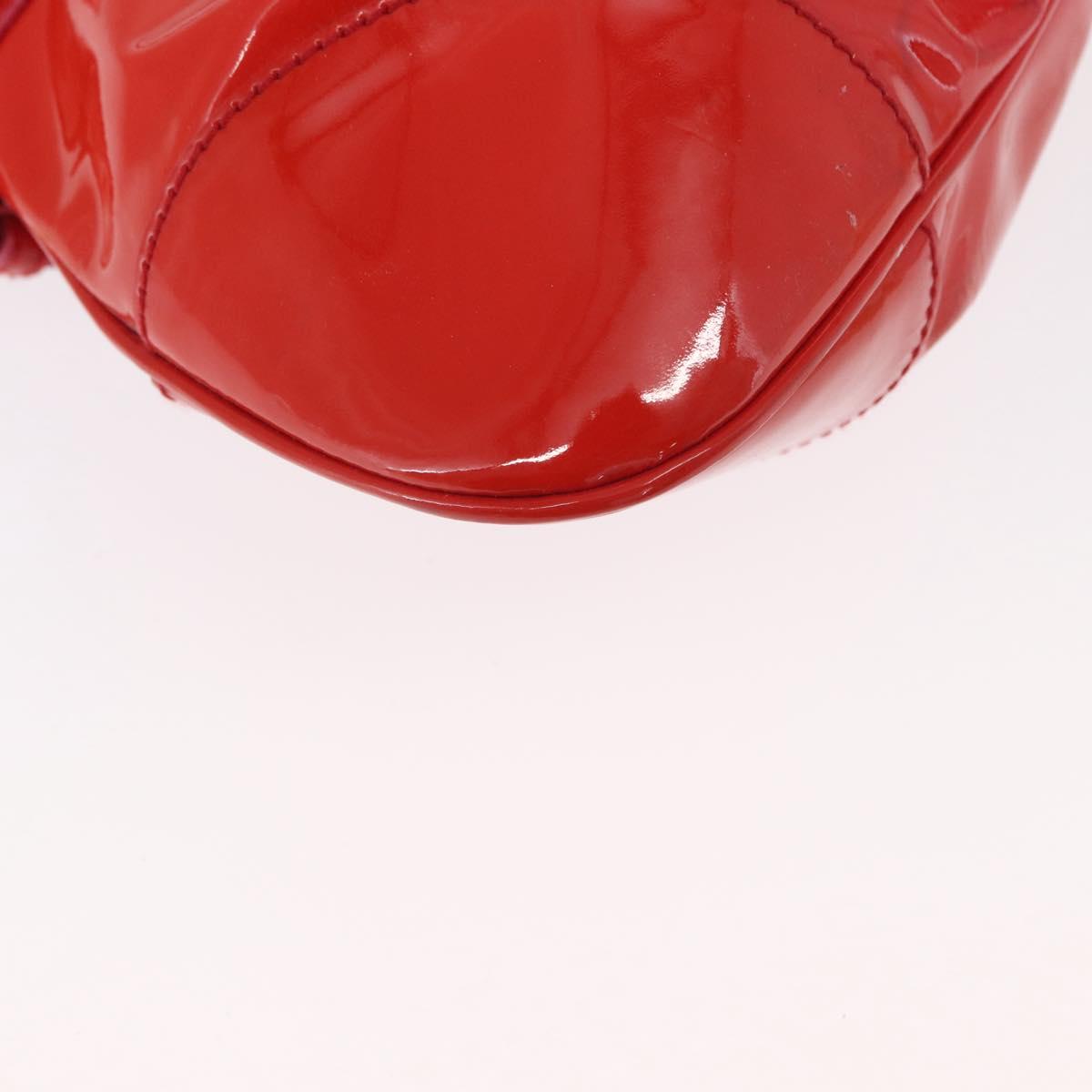 Salvatore Ferragamo Gancini Hand Bag Enamel Red Silver Auth 161440