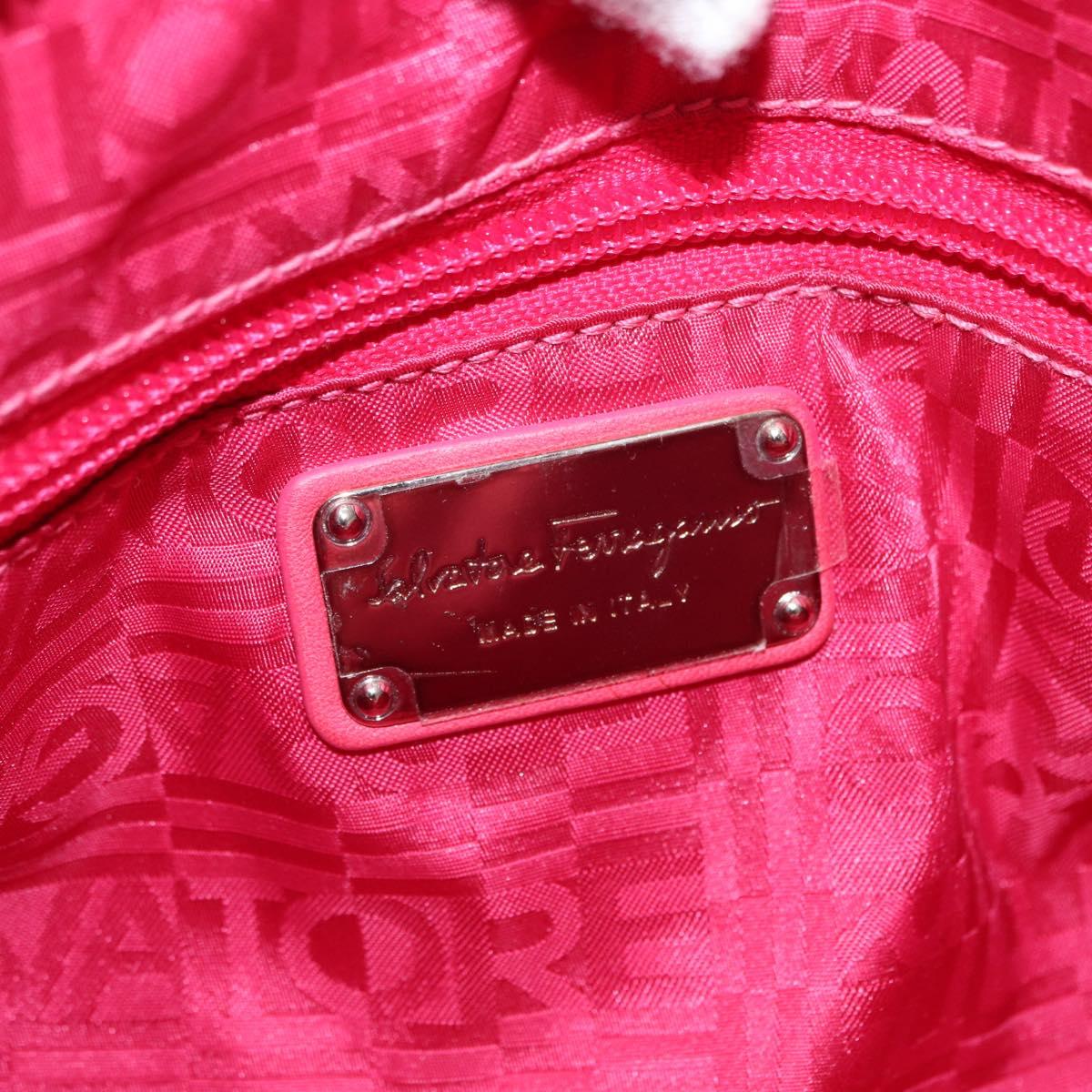 Salvatore Ferragamo Gancini Hand Bag Enamel Red Silver Auth 161440