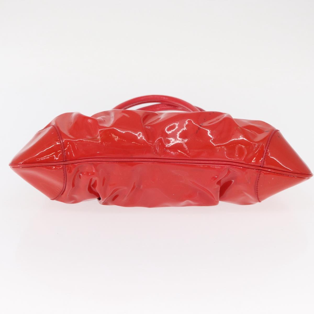 Salvatore Ferragamo Gancini Hand Bag Enamel Red Silver Auth 161440