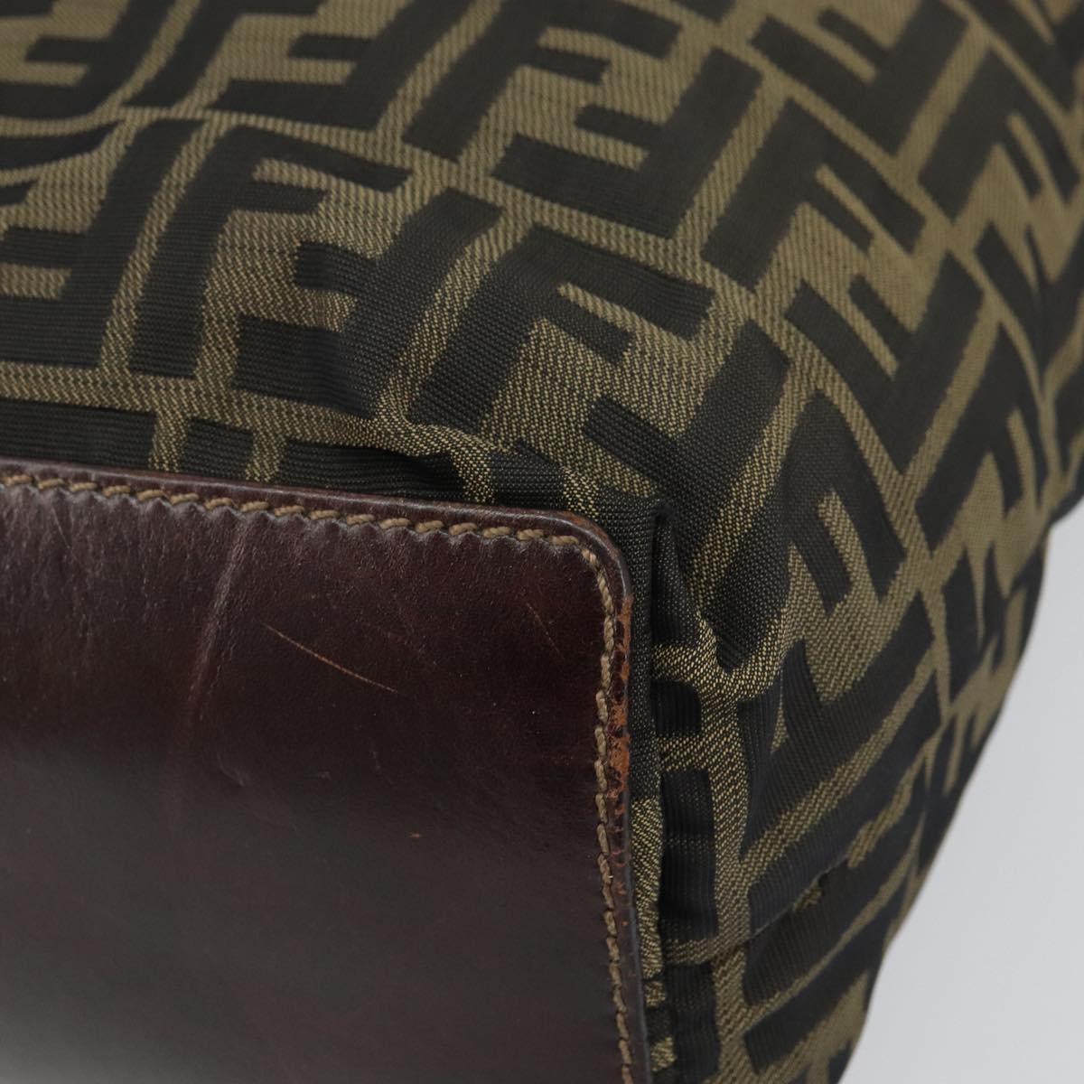 FENDI Zucca Canvas Hand Bag Brown Black Auth 161442