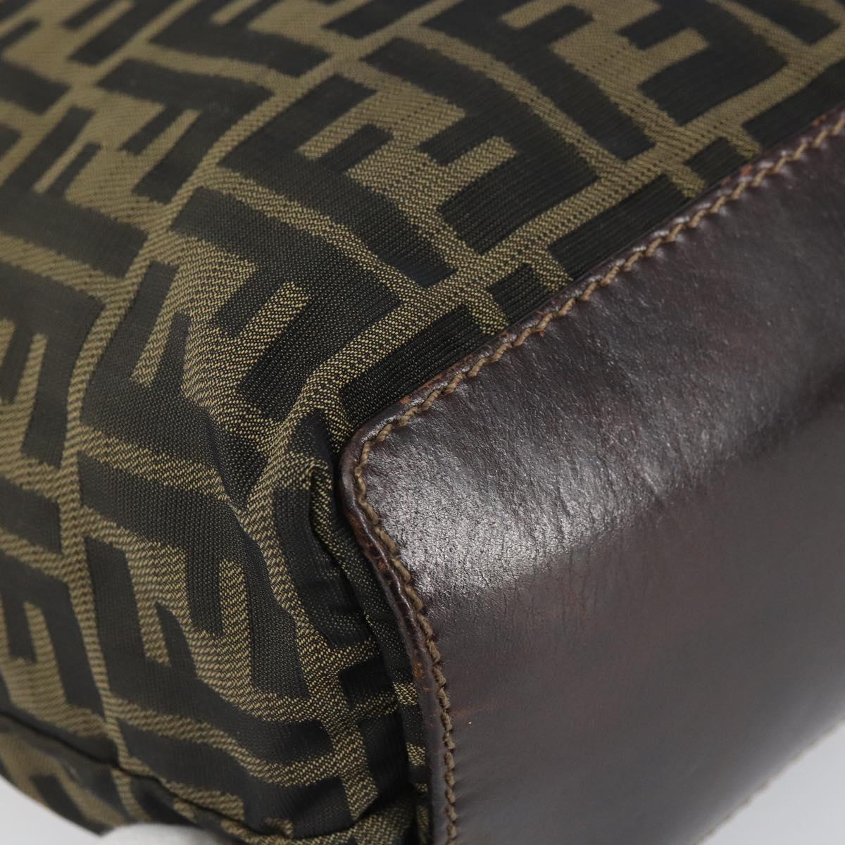 FENDI Zucca Canvas Hand Bag Brown Black Auth 161442