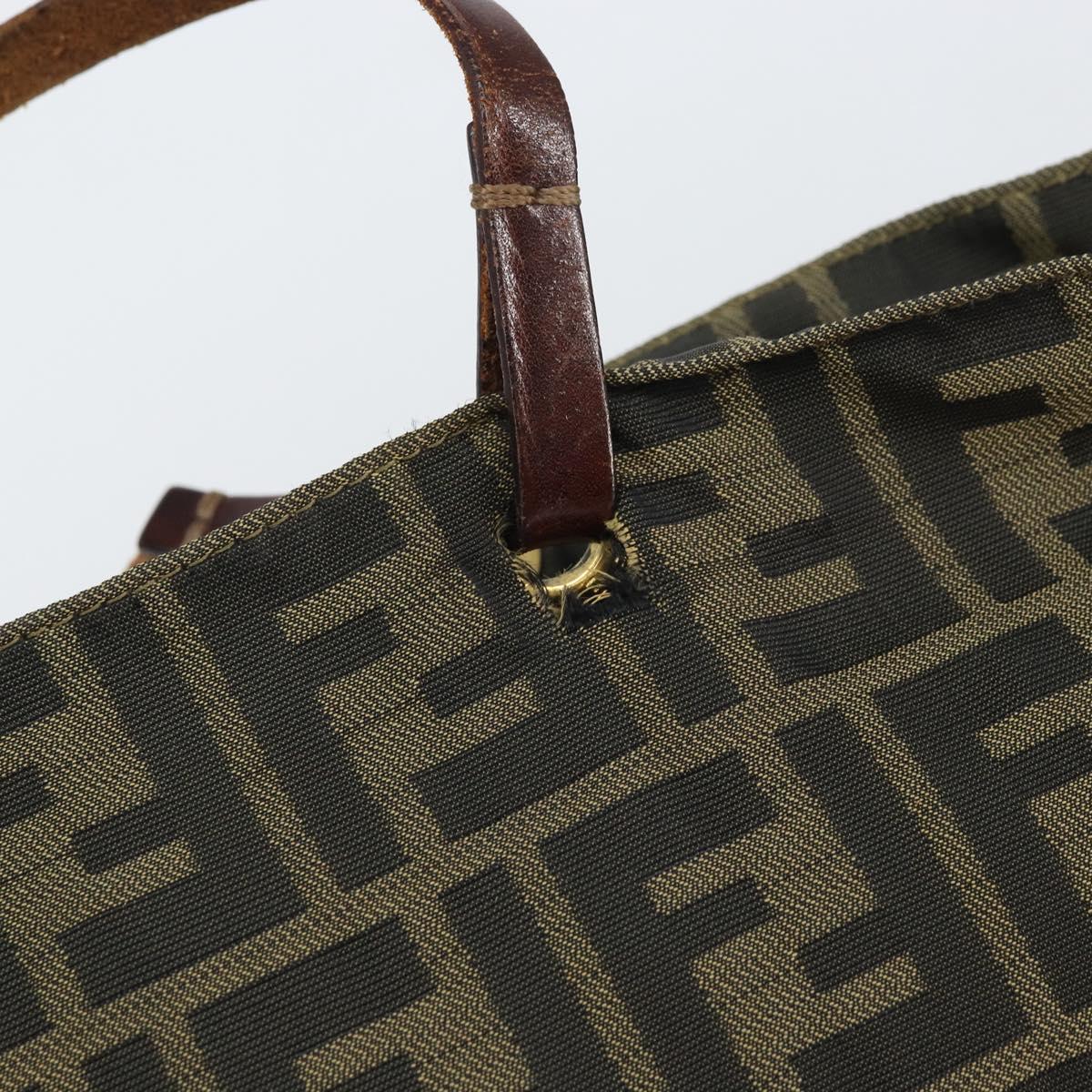 FENDI Zucca Canvas Hand Bag Brown Black Auth 161442
