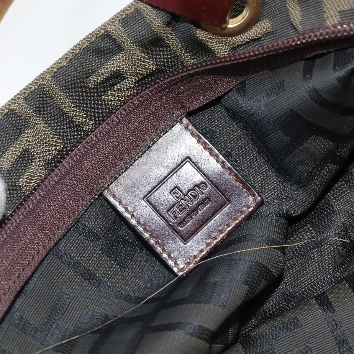 FENDI Zucca Canvas Hand Bag Brown Black Auth 161442