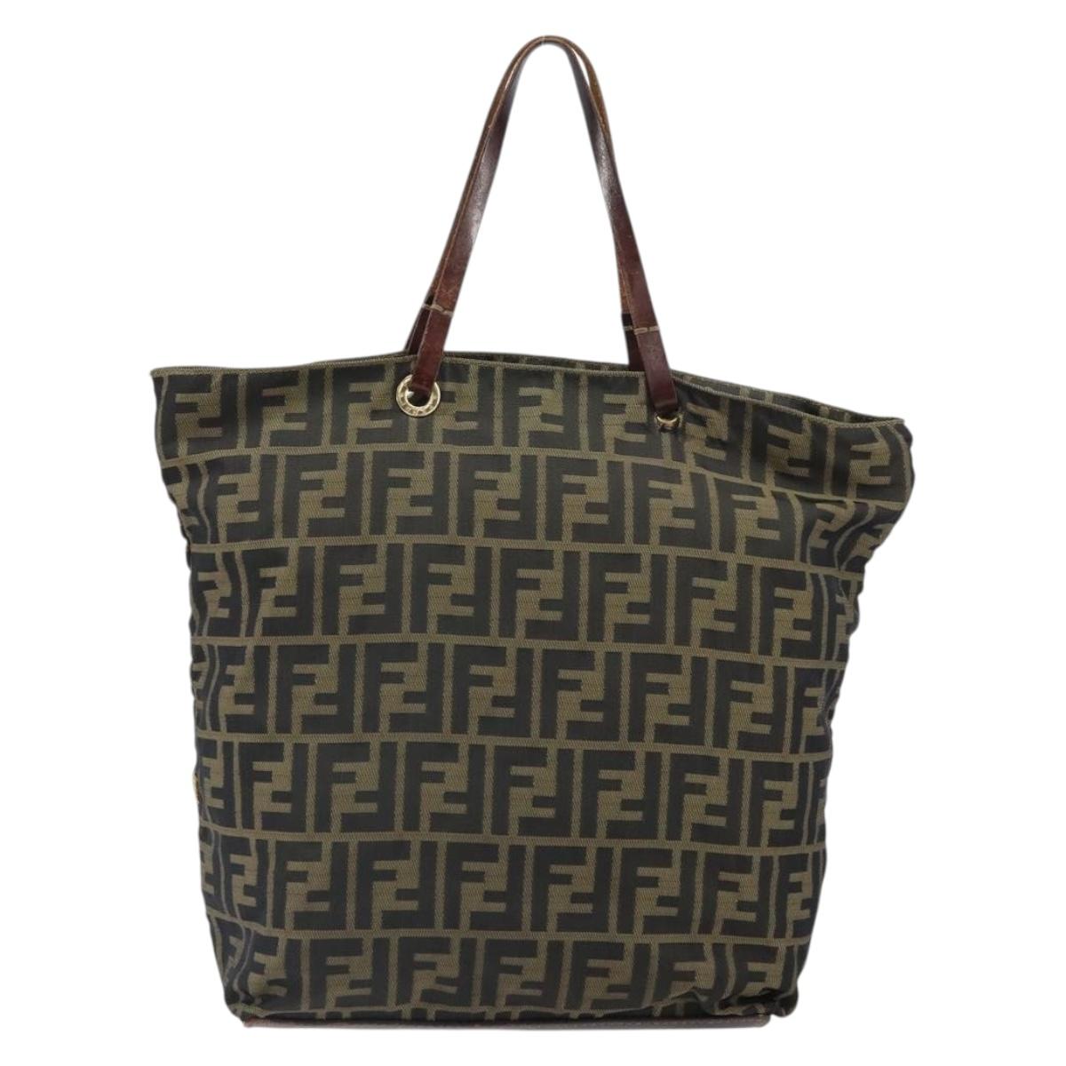 FENDI Zucca Canvas Hand Bag Brown Black Auth 161442
