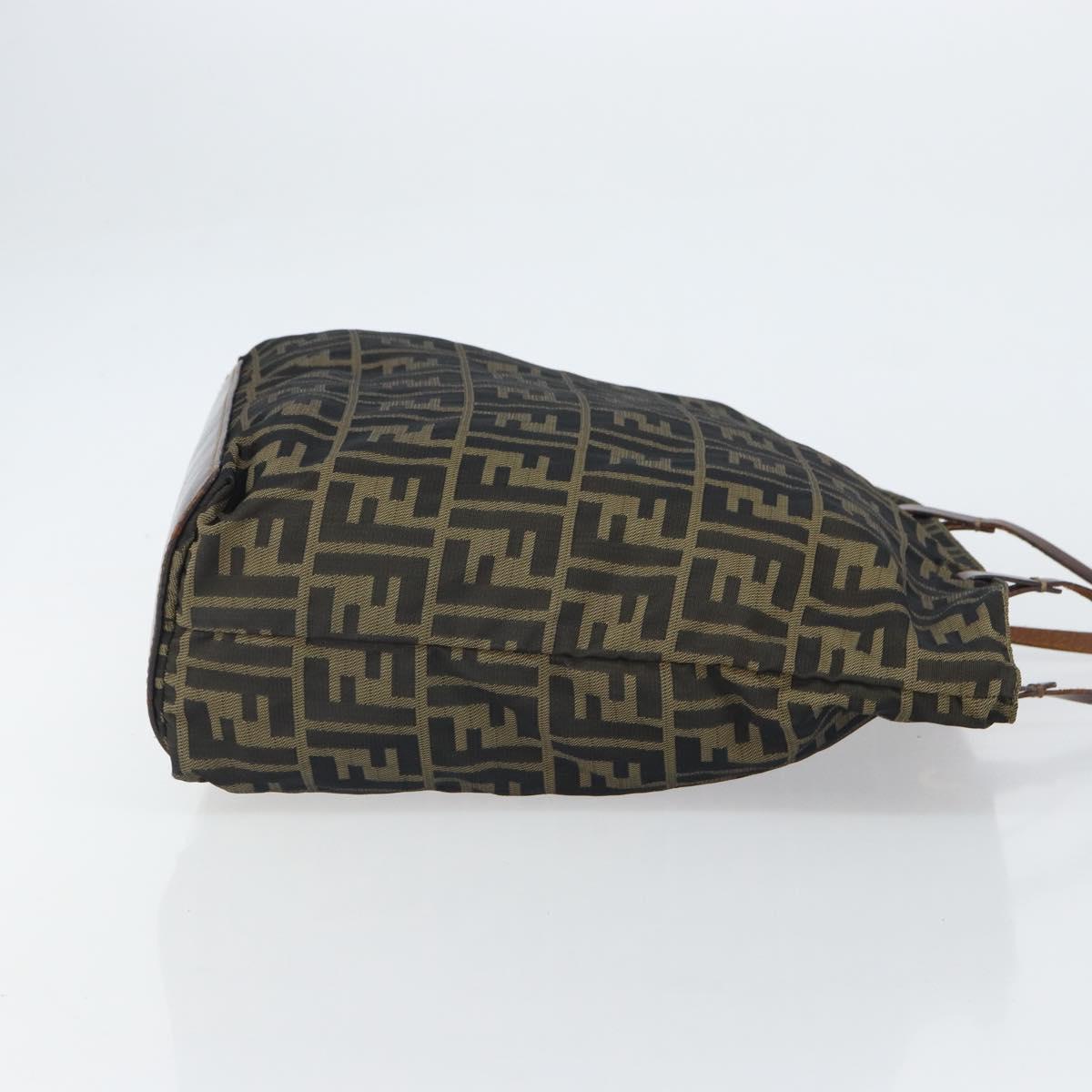 FENDI Zucca Canvas Hand Bag Brown Black Auth 161442