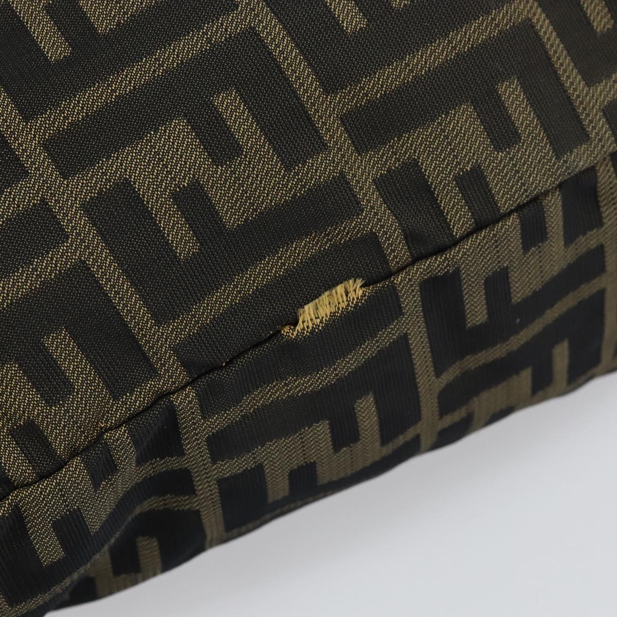 FENDI Zucca Canvas Hand Bag Brown Black Auth 161442