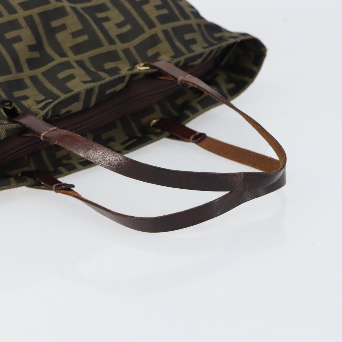 FENDI Zucca Canvas Hand Bag Brown Black Auth 161442