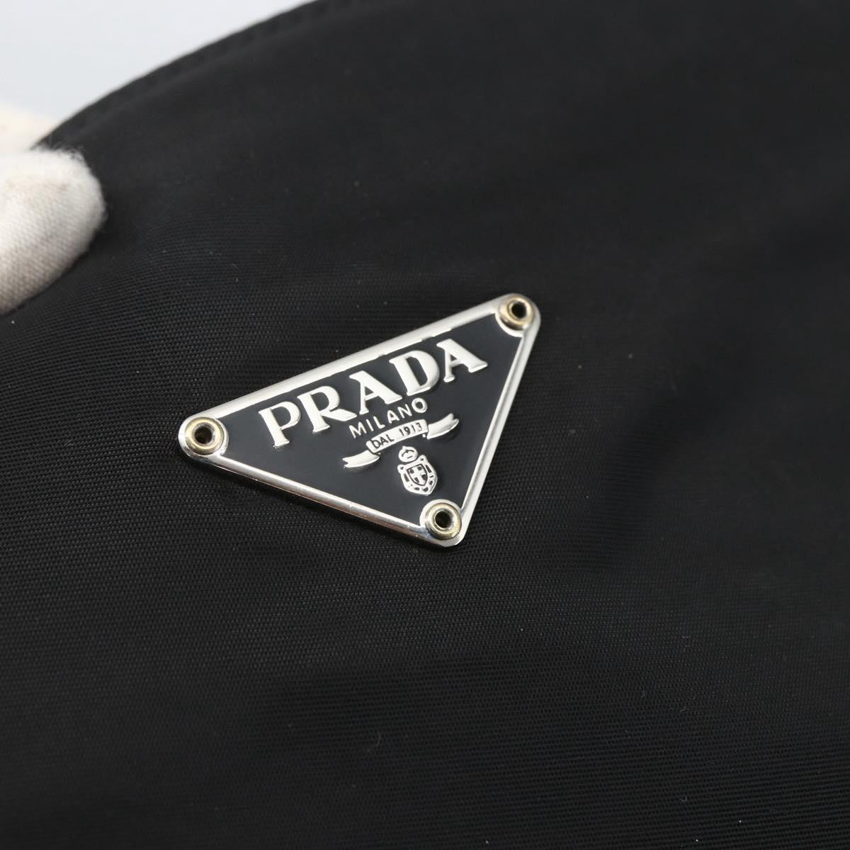 PRADA Shoulder Bag Nylon Black Silver Auth 161445