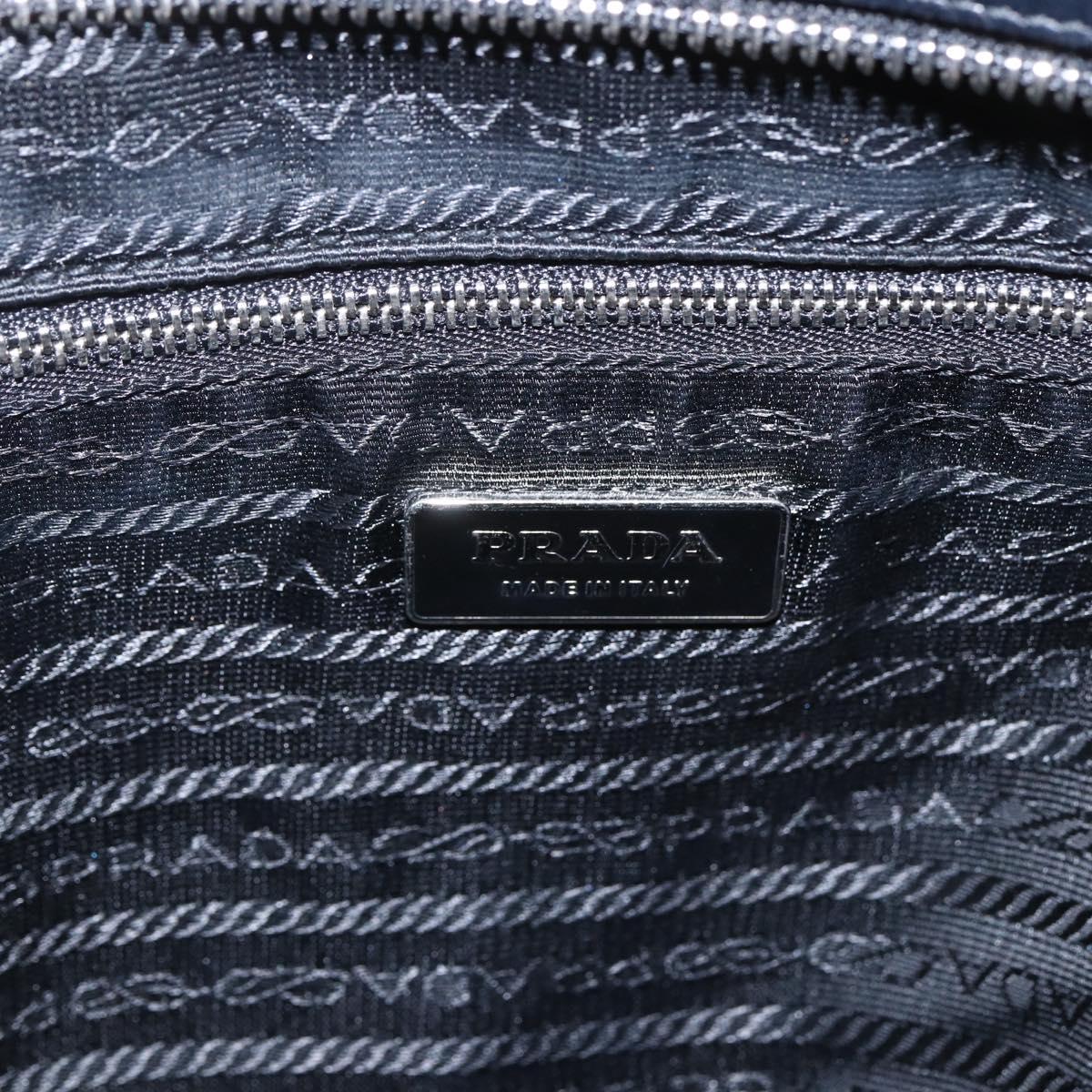 PRADA Shoulder Bag Nylon Black Silver Auth 161445