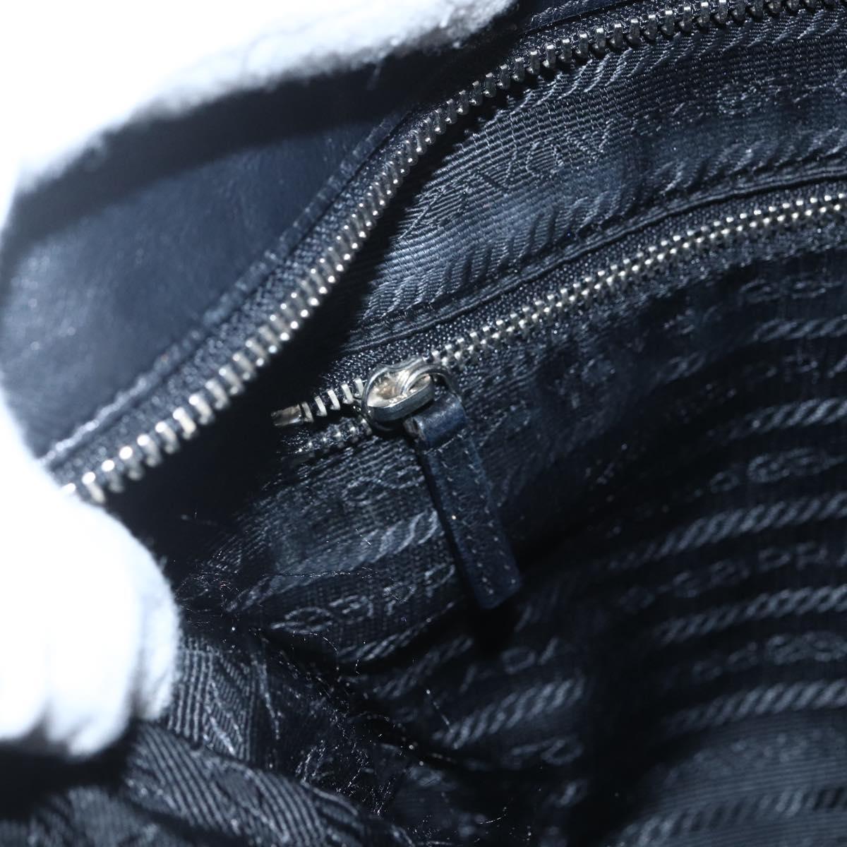 PRADA Shoulder Bag Nylon Black Silver Auth 161445