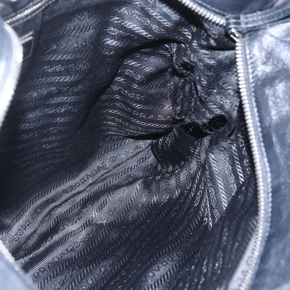 PRADA Shoulder Bag Nylon Black Silver Auth 161445