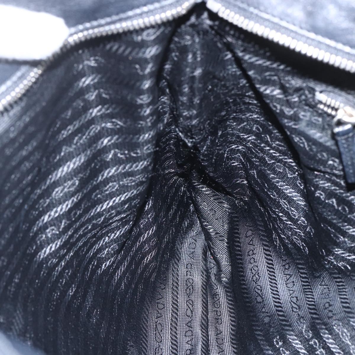 PRADA Shoulder Bag Nylon Black Silver Auth 161445