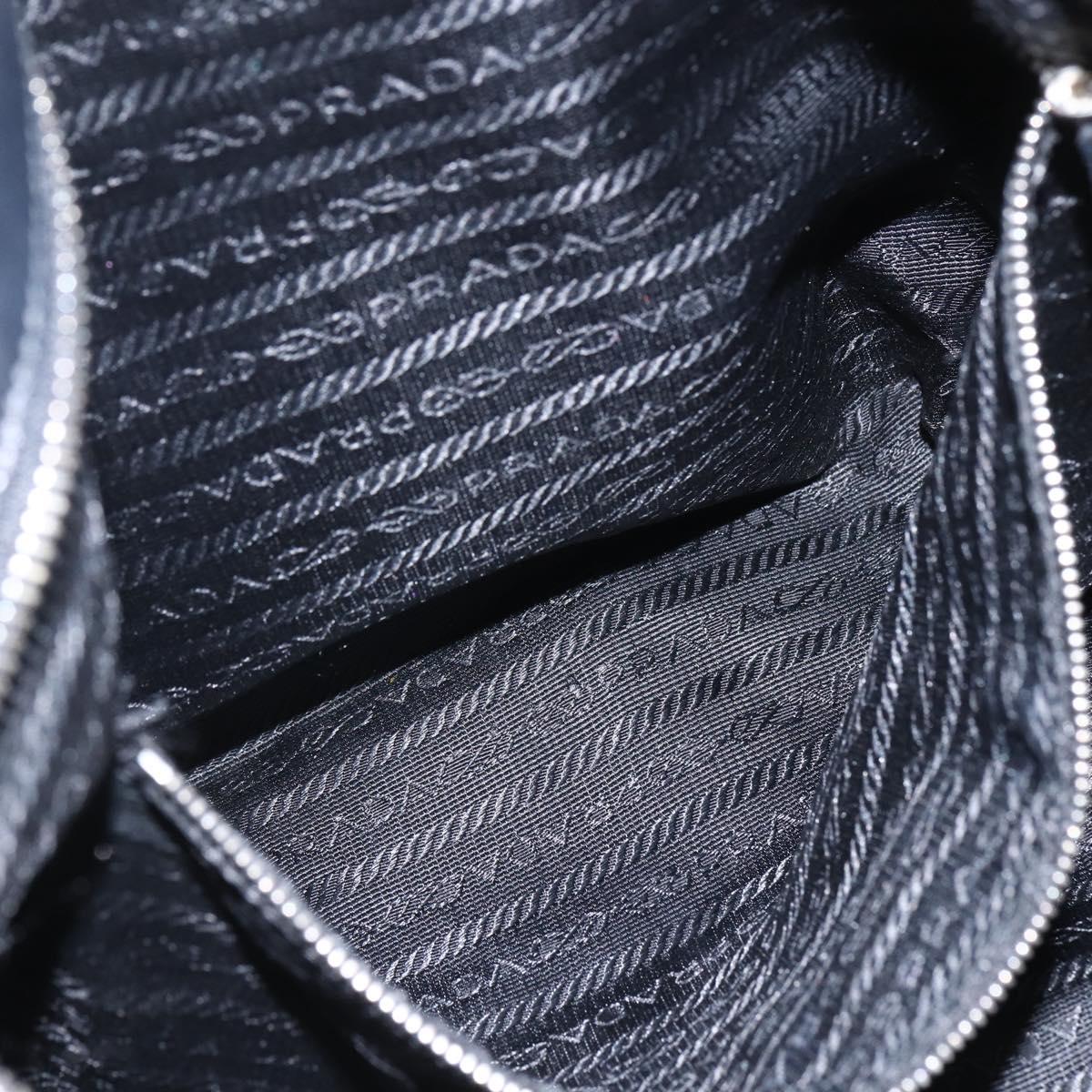 PRADA Shoulder Bag Nylon Black Silver Auth 161445