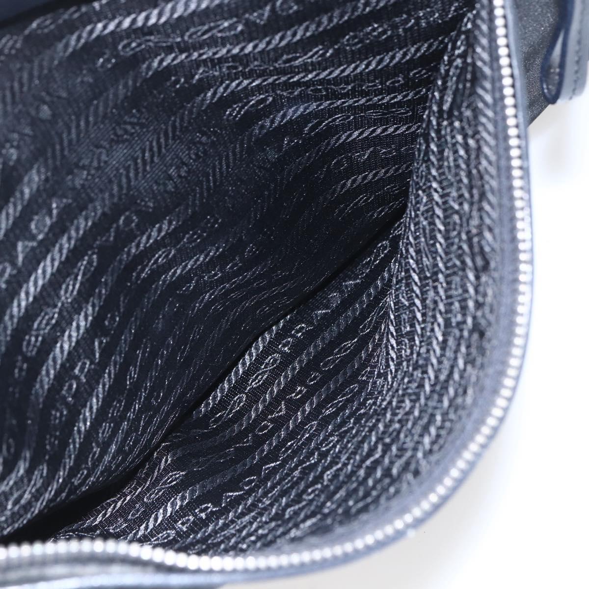 PRADA Shoulder Bag Nylon Black Silver Auth 161445