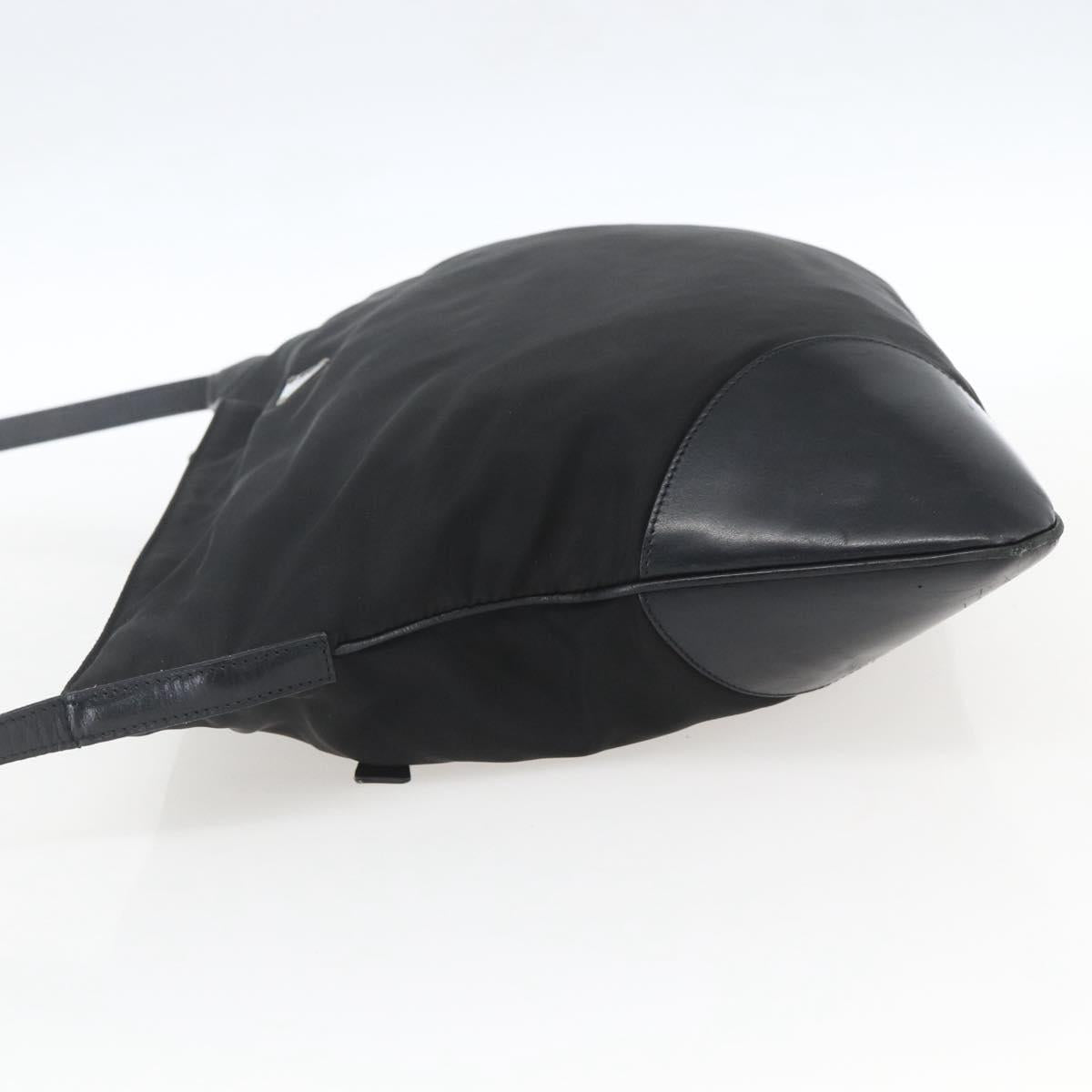 PRADA Shoulder Bag Nylon Black Silver Auth 161445