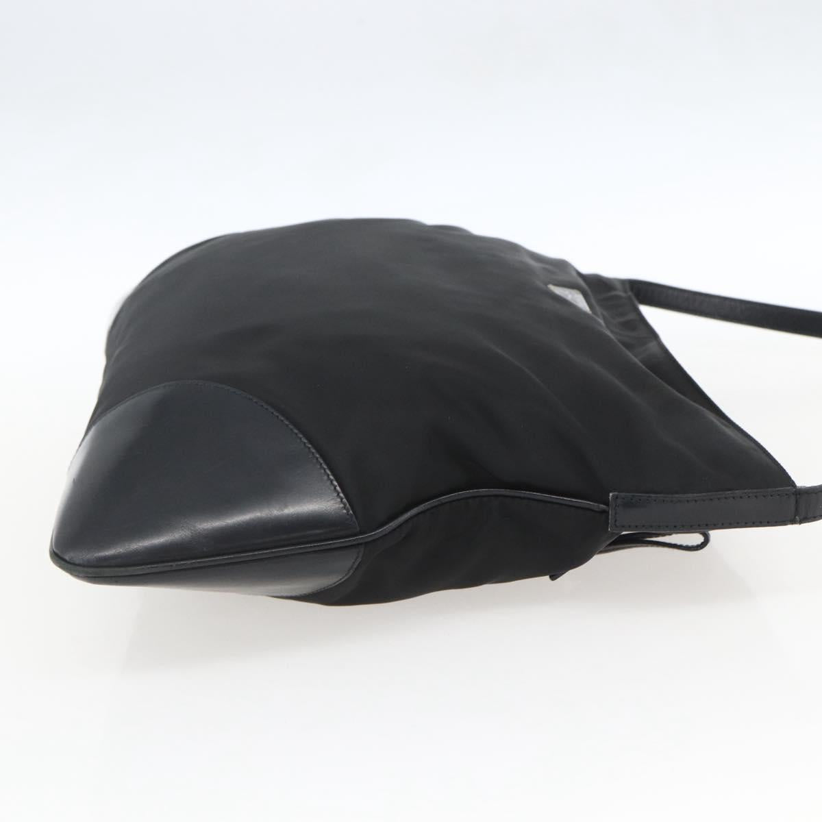 PRADA Shoulder Bag Nylon Black Silver Auth 161445