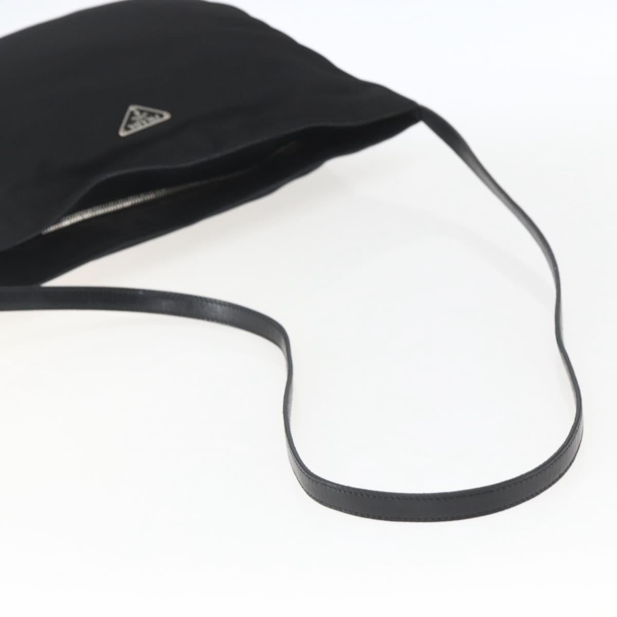 PRADA Shoulder Bag Nylon Black Silver Auth 161445