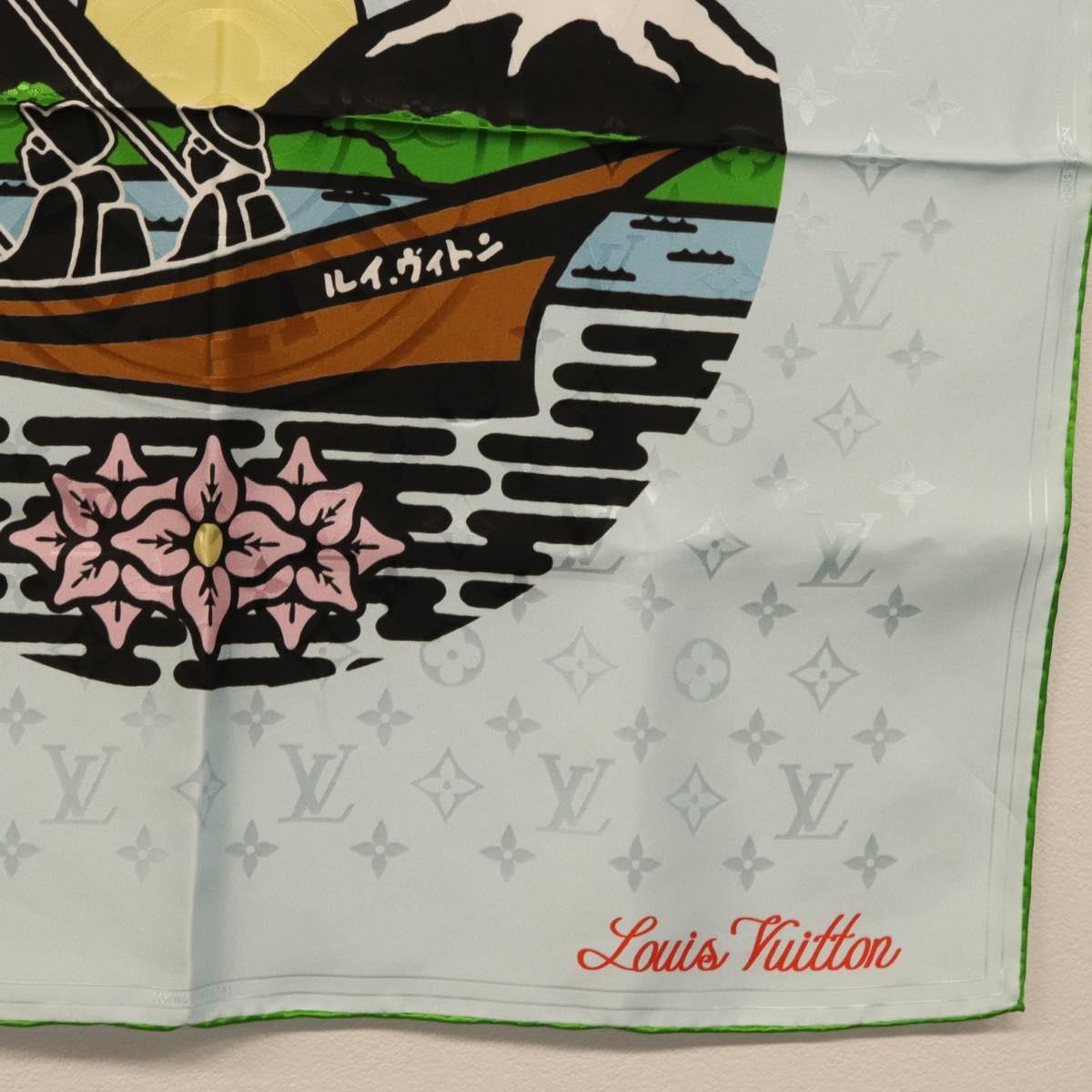 LOUIS VUITTON LV City Stamp Bandana S00 Scarf Light Blue M96939 LV Auth 161456SM