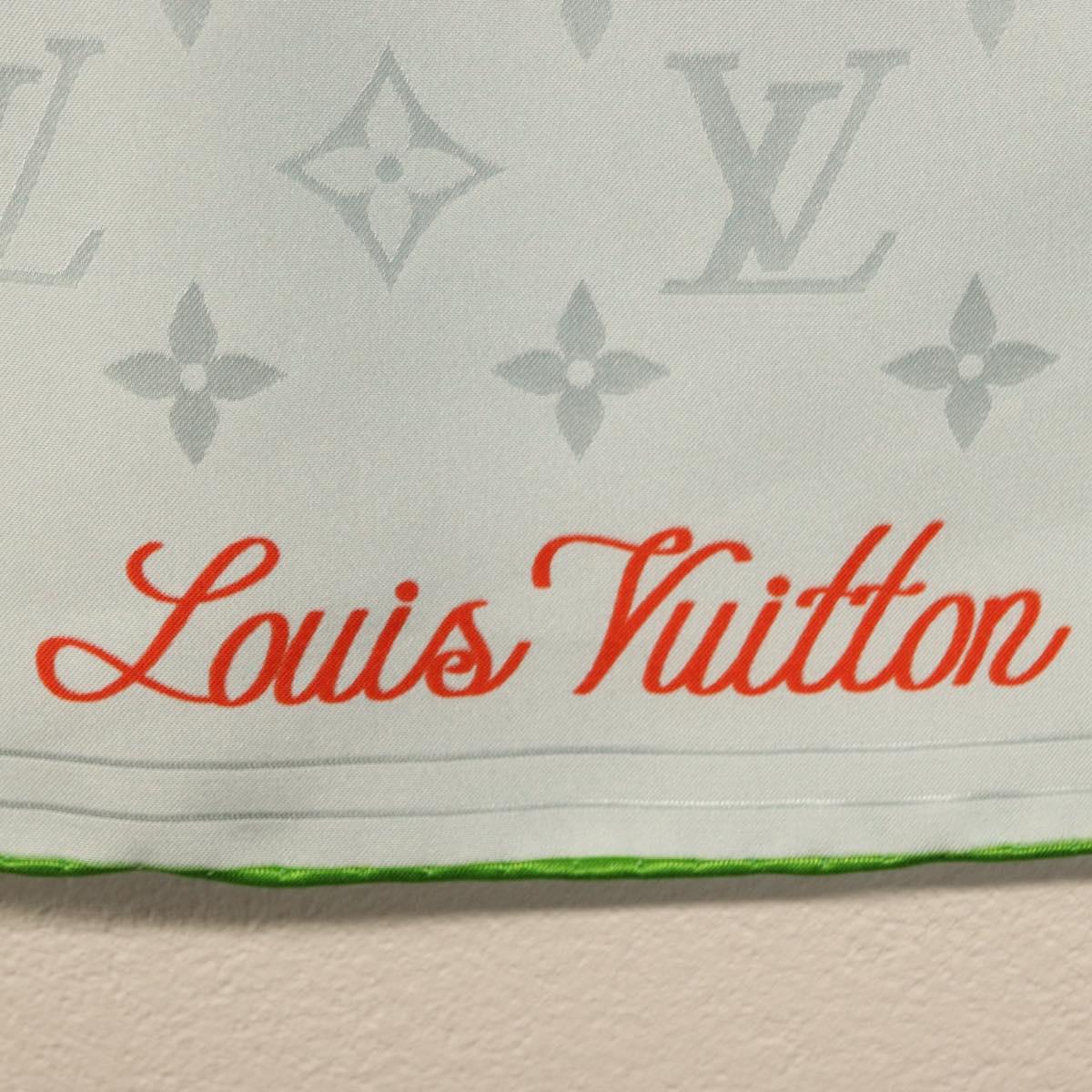LOUIS VUITTON LV City Stamp Bandana S00 Scarf Light Blue M96939 LV Auth 161456SM