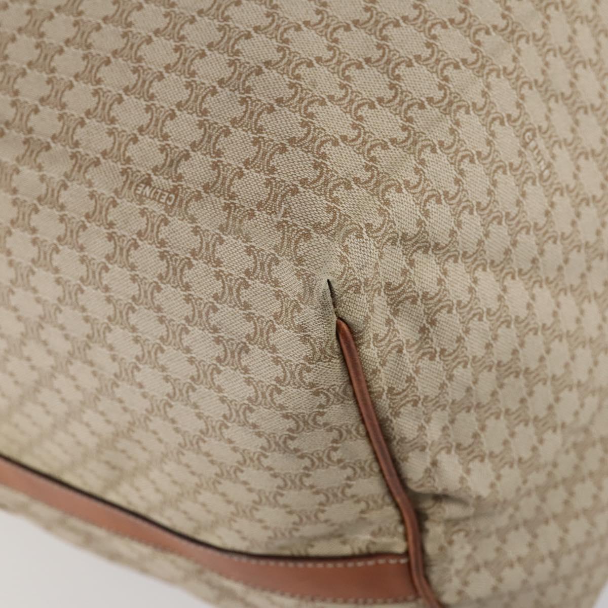 CELINE Macadam Canvas Boston Bag PVC Beige Gold Auth 161463