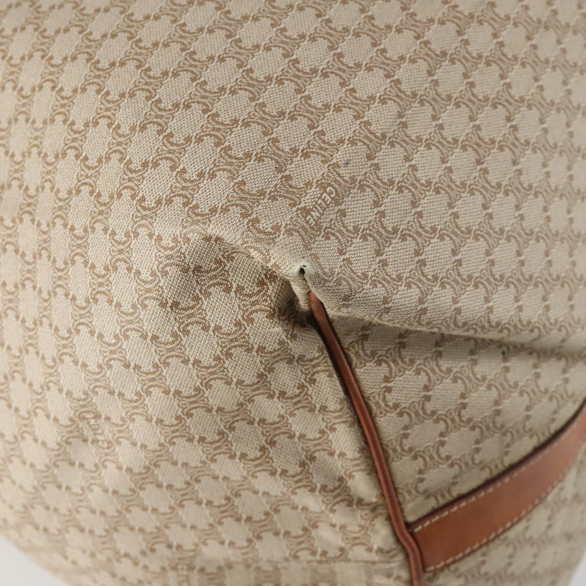 CELINE Macadam Canvas Boston Bag PVC Beige Gold Auth 161463