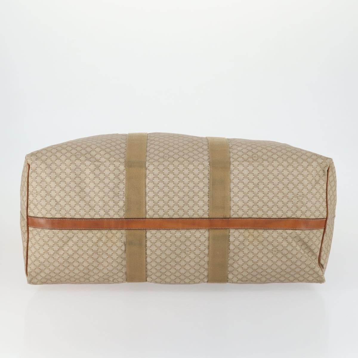 CELINE Macadam Canvas Boston Bag PVC Beige Gold Auth 161463