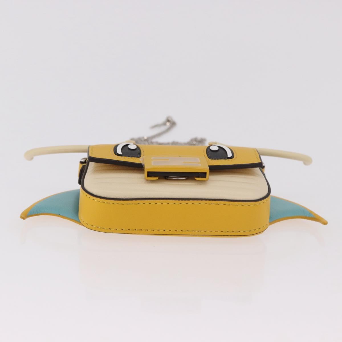 FENDI FRGMT x POKEMON Nano Bucket Bag Leather Yellow Silver Auth 161465SM