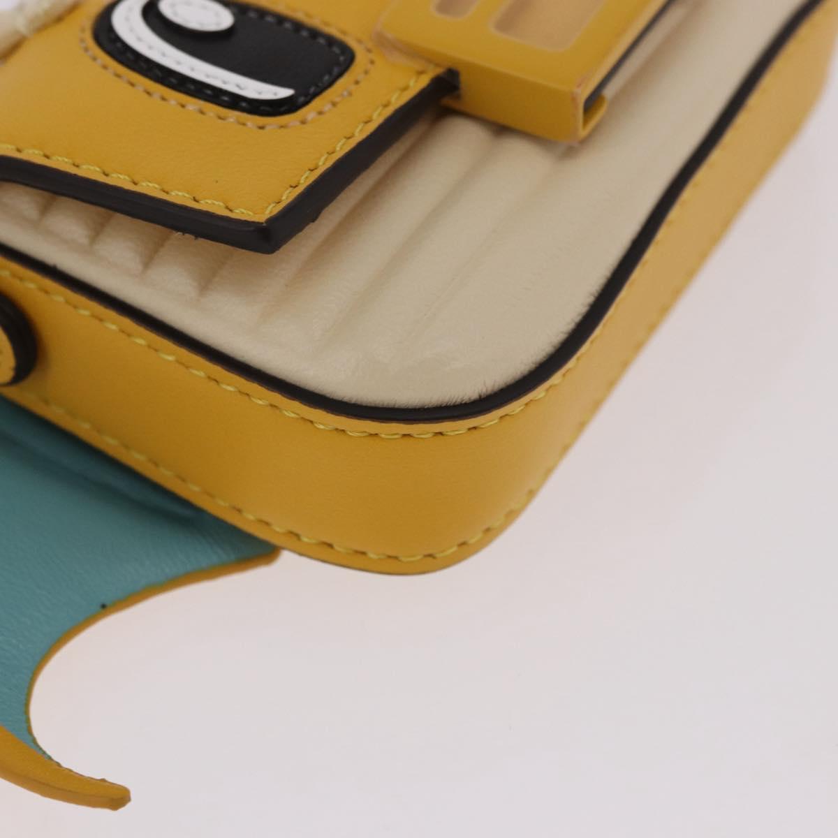 FENDI FRGMT x POKEMON Nano Bucket Bag Leather Yellow Silver Auth 161465SM
