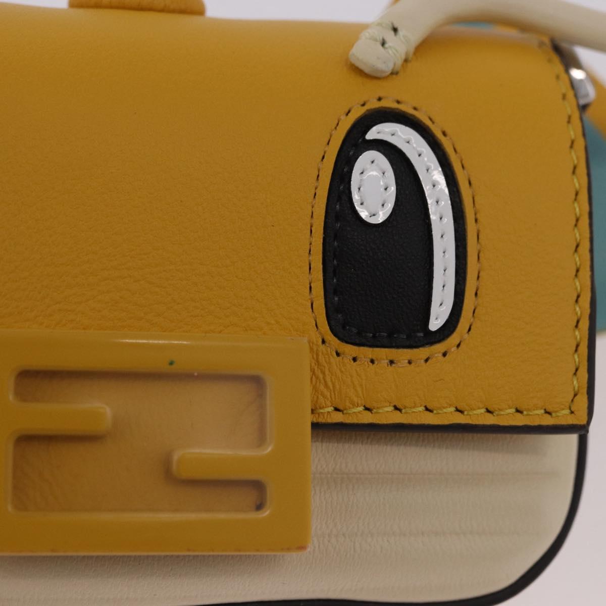FENDI FRGMT x POKEMON Nano Bucket Bag Leather Yellow Silver Auth 161465SM