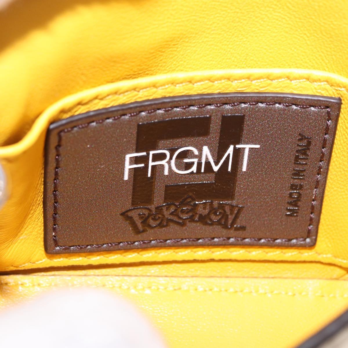 FENDI FRGMT x POKEMON Nano Bucket Bag Leather Yellow Silver Auth 161465SM