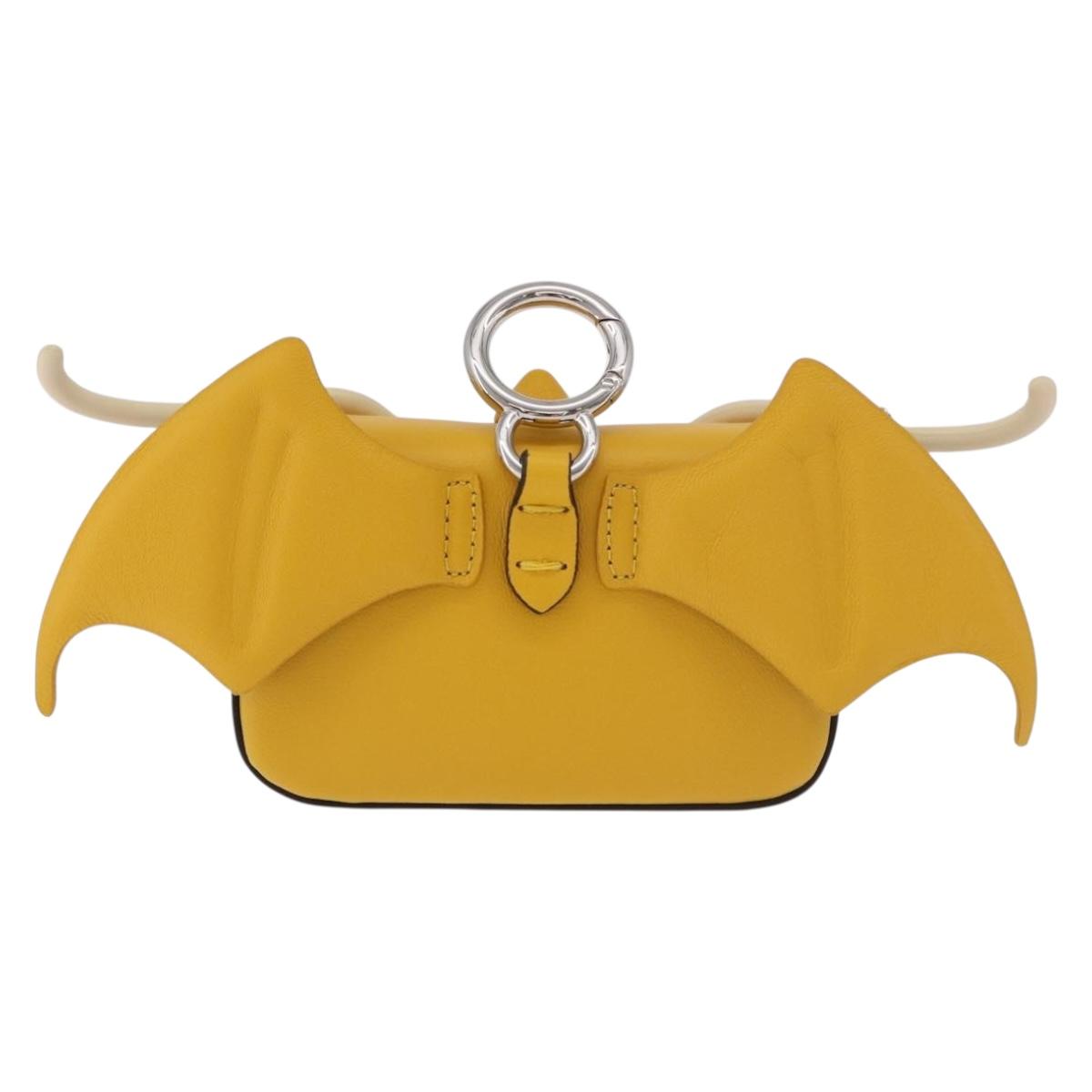 FENDI FRGMT x POKEMON Nano Bucket Bag Leather Yellow Silver Auth 161465SM