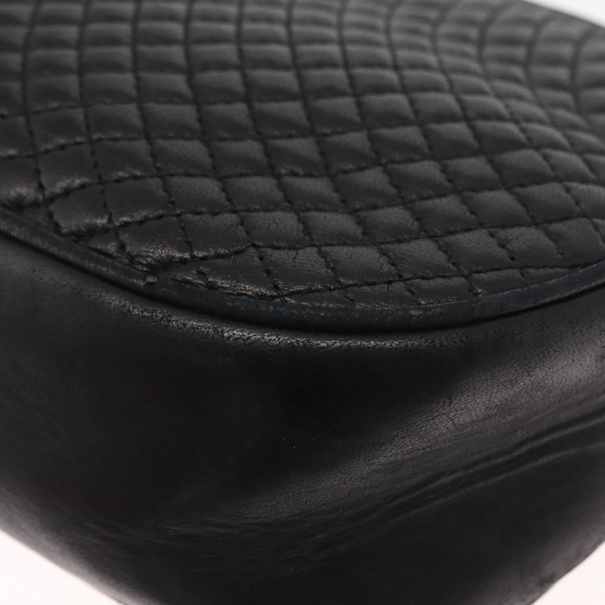 BALLY Chain Shoulder Bag Leather Black Gold Auth 161473