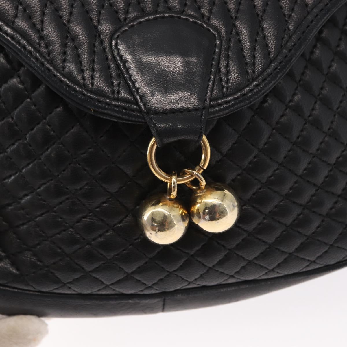 BALLY Chain Shoulder Bag Leather Black Gold Auth 161473