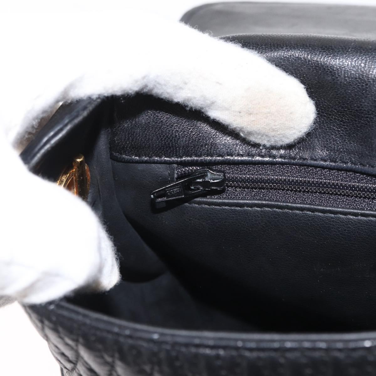 BALLY Chain Shoulder Bag Leather Black Gold Auth 161473