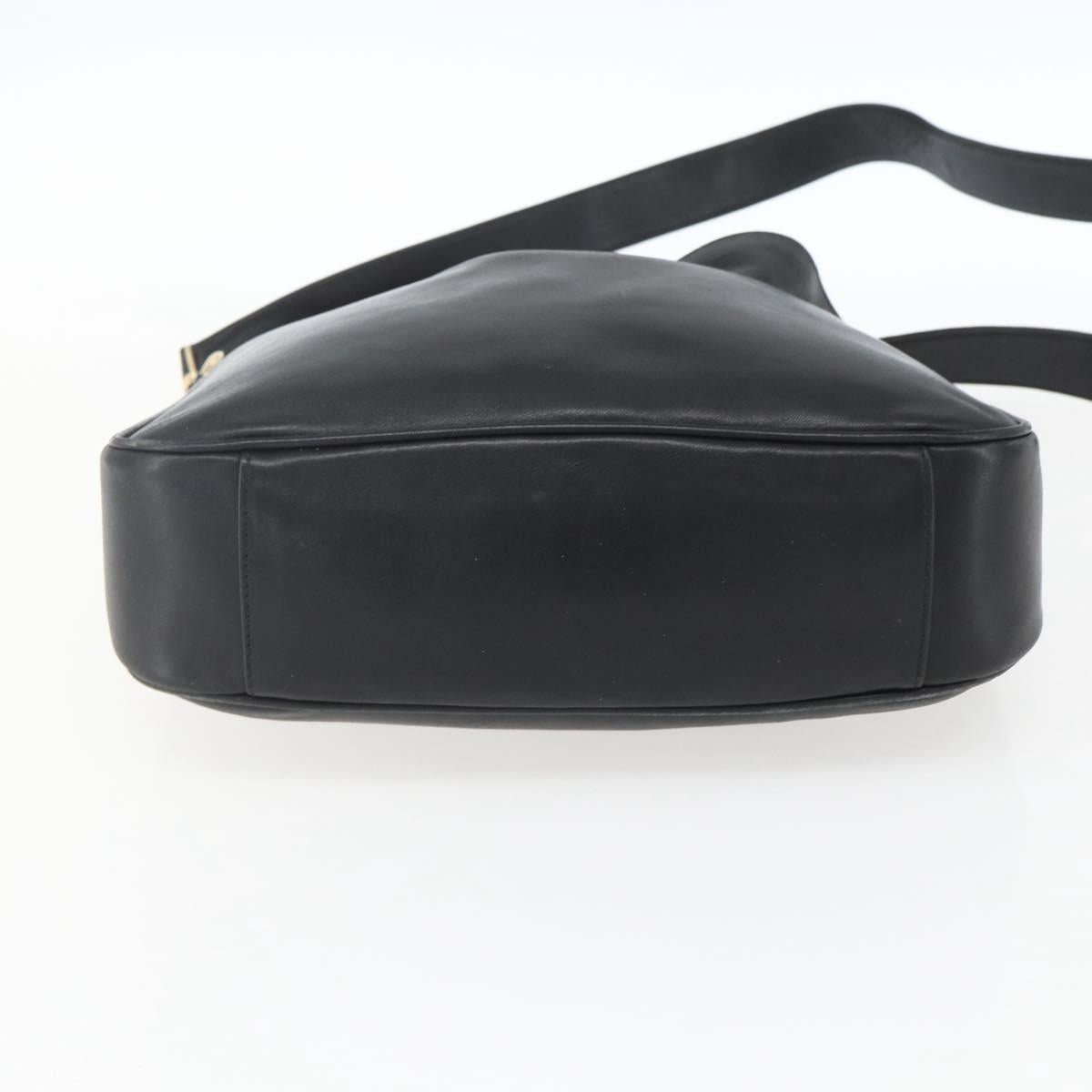 GUCCI Bamboo Hand Bag Leather 2way Black Gold 001 1705 1638 Auth 161481