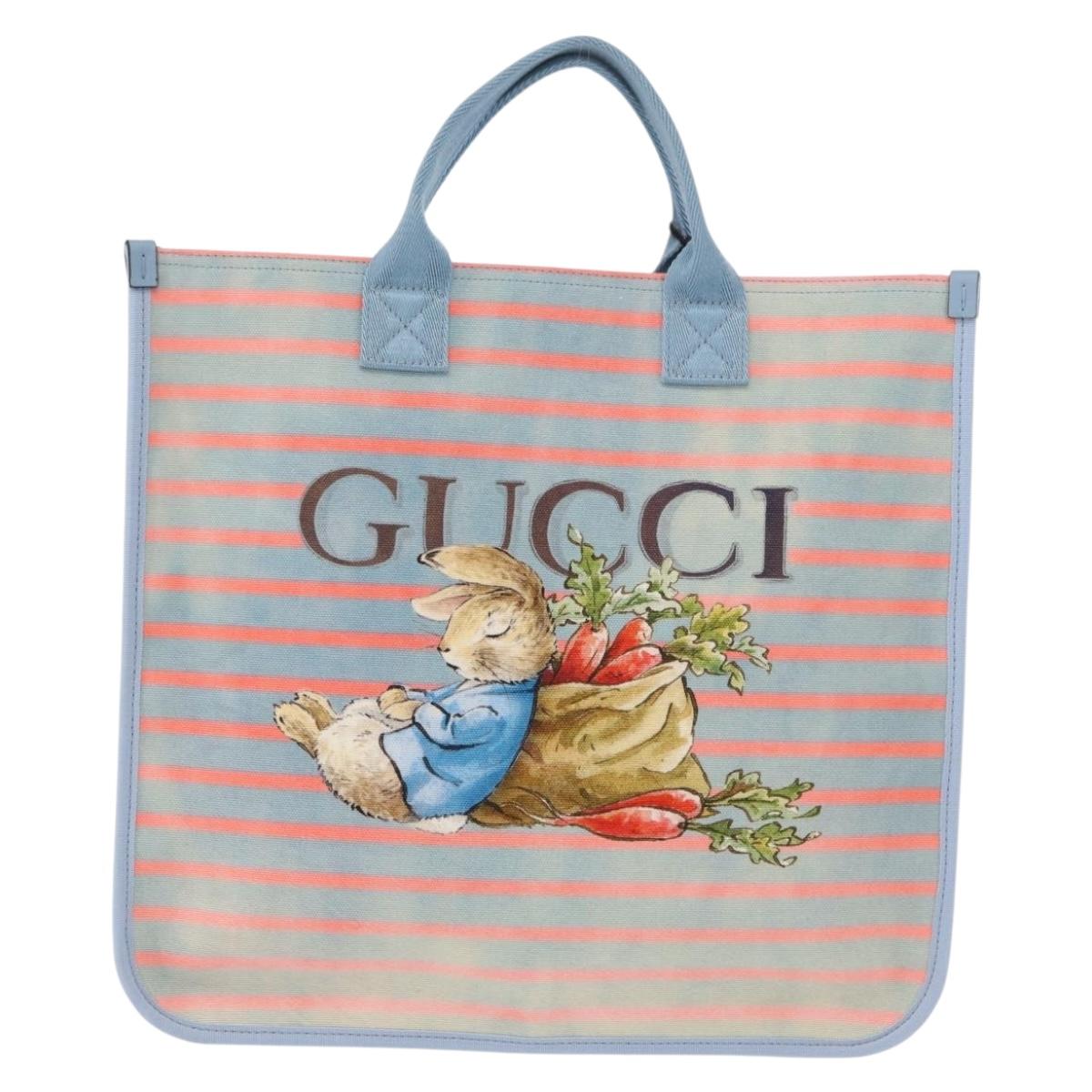 GUCCI Hand Bag Canvas Light Blue 605831 Auth 161483M
