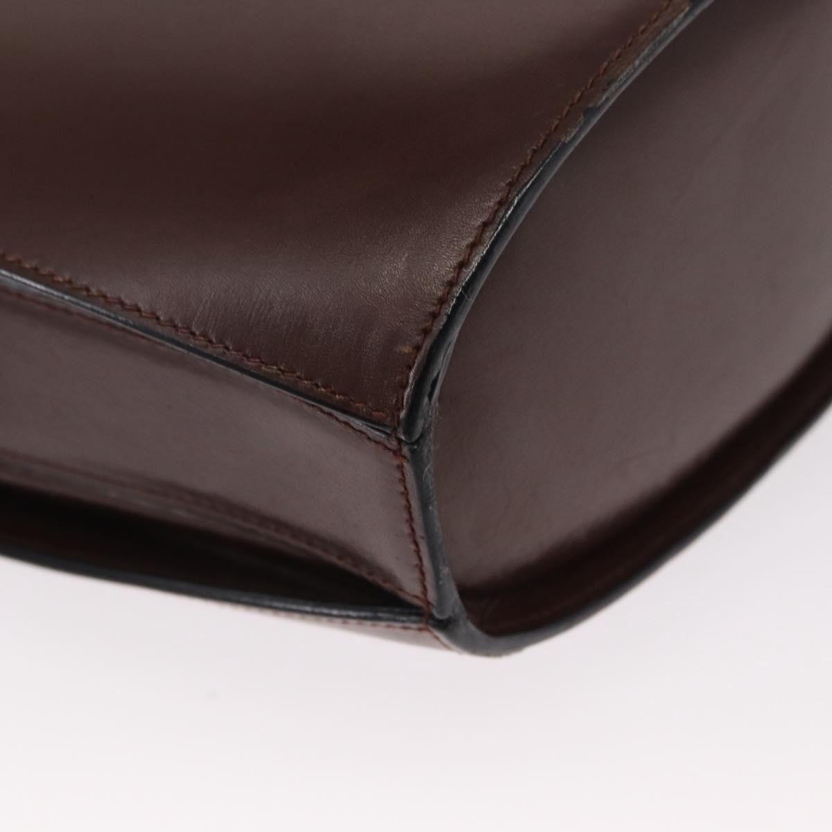 CELINE Circle Shoulder Bag Leather Brown Gold Auth 161484