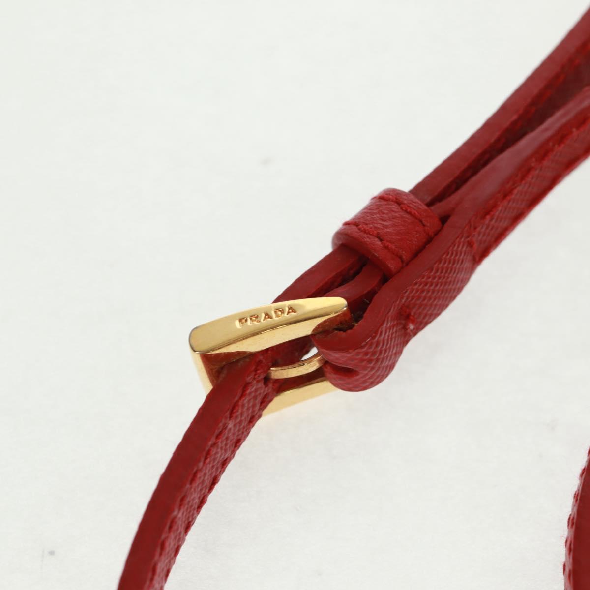 PRADA Shoulder Bag Nylon 2way Red Gold Auth 161489V