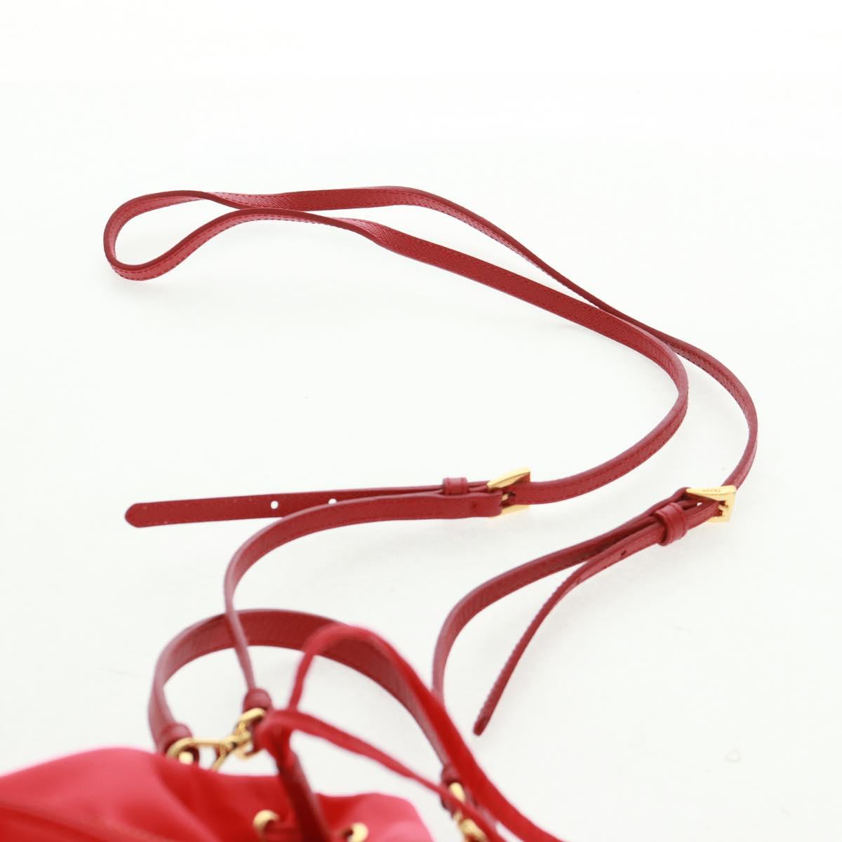 PRADA Shoulder Bag Nylon 2way Red Gold Auth 161489V