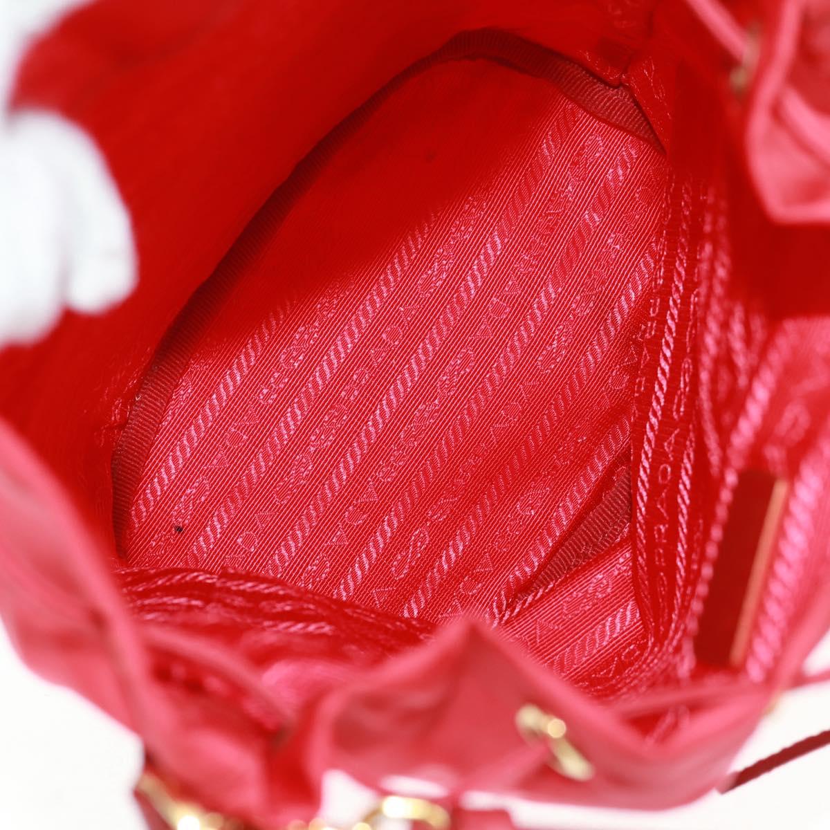 PRADA Shoulder Bag Nylon 2way Red Gold Auth 161489V