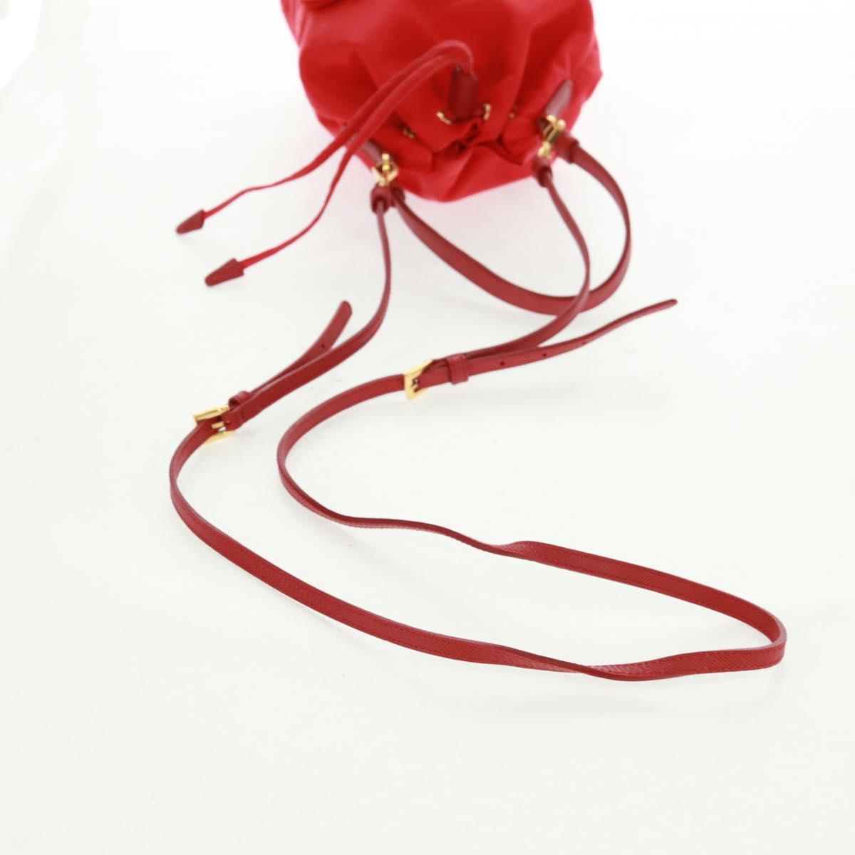 PRADA Shoulder Bag Nylon 2way Red Gold Auth 161489V