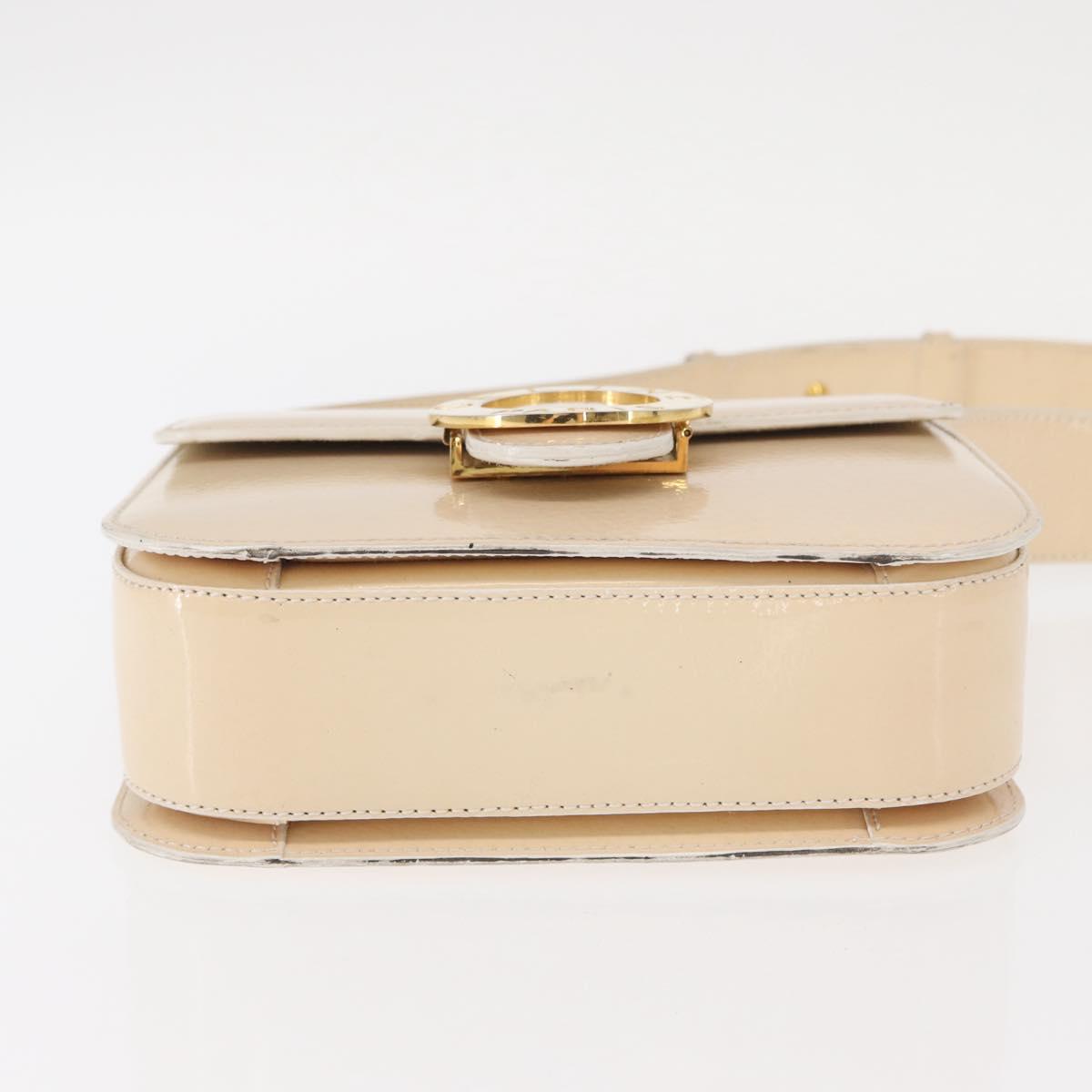 CELINE Circle Shoulder Bag Enamel Ivory Gold Auth 161499