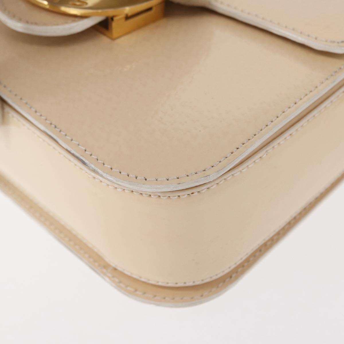 CELINE Circle Shoulder Bag Enamel Ivory Gold Auth 161499