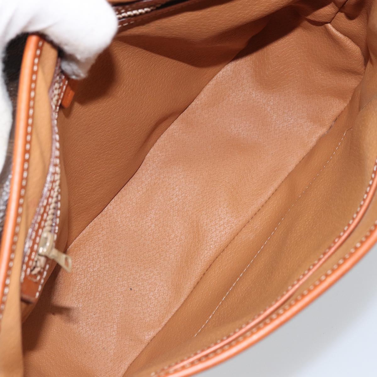 CELINE Macadam Canvas Hand Bag PVC Leather 2way Brown Gold Auth 161500